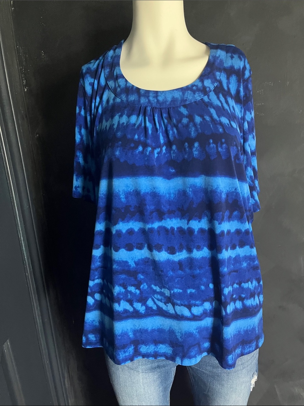 TanJay Blue Tie-Dye Scoop Neck Tunic